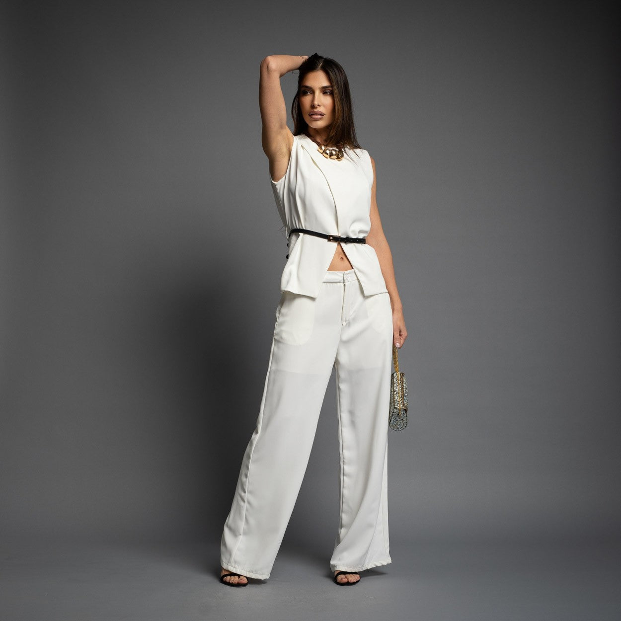 ENSEMBLE 2 PIÈCES GILET CROISÉ + CEINTURE