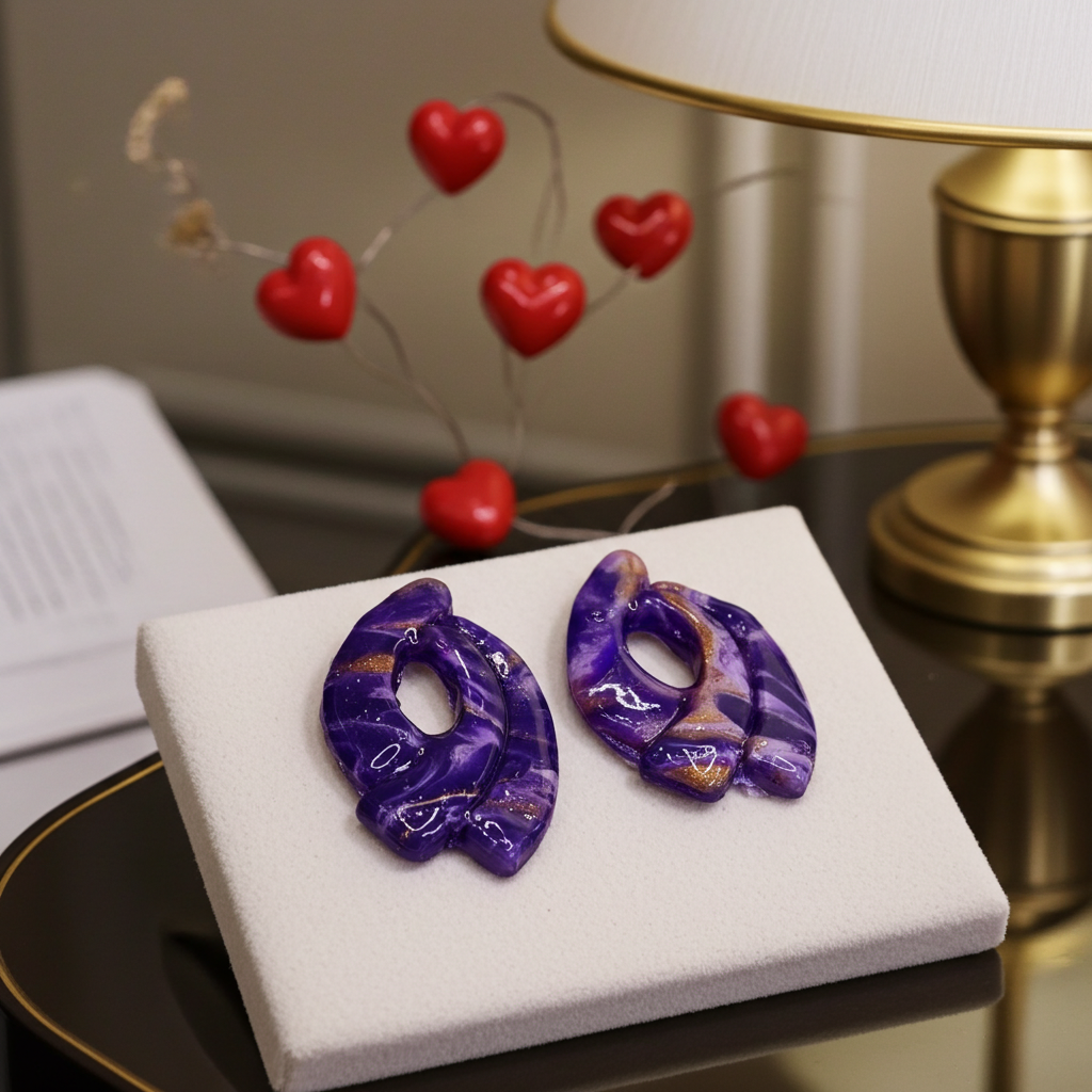 Boucles d'oreilles dark violet