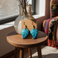 Boucles d'oreilles feuilles turquoise