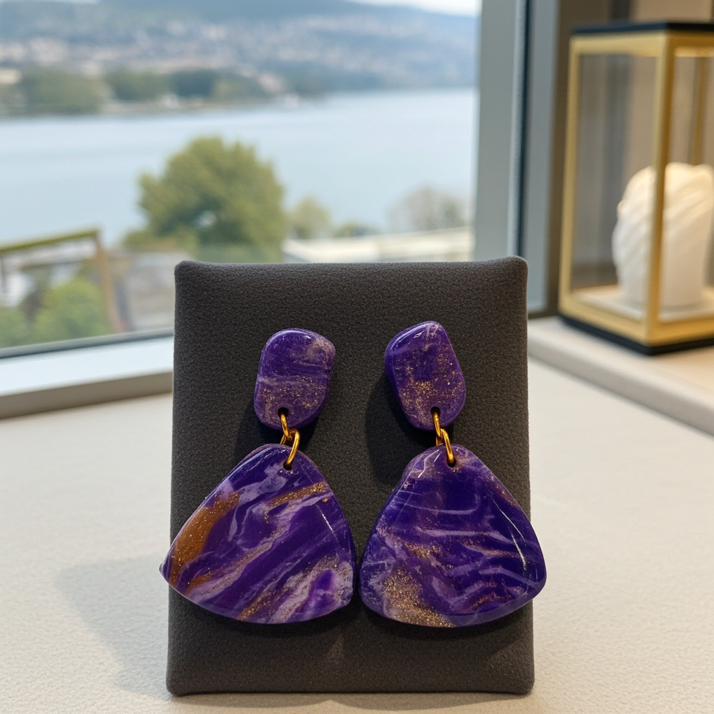 Boucles d'oreilles en pièrre violette
